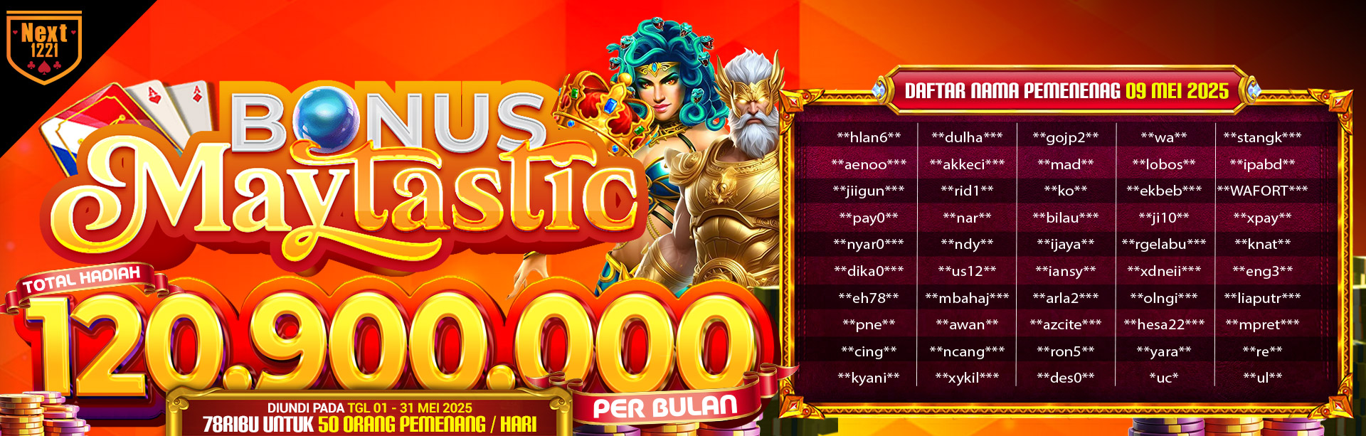 BONUS MAYTASTIC NEXT1221 09 MEI 2025 