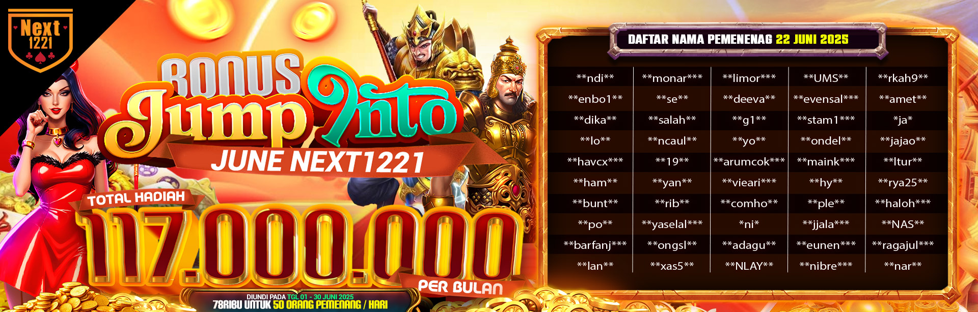 BONUS JUMP INTO JUNE 22 JUNE NEXT1221