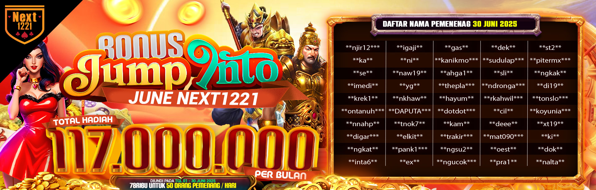 BONUS JUMP INTO JUNE 30 JUNE NEXT1221