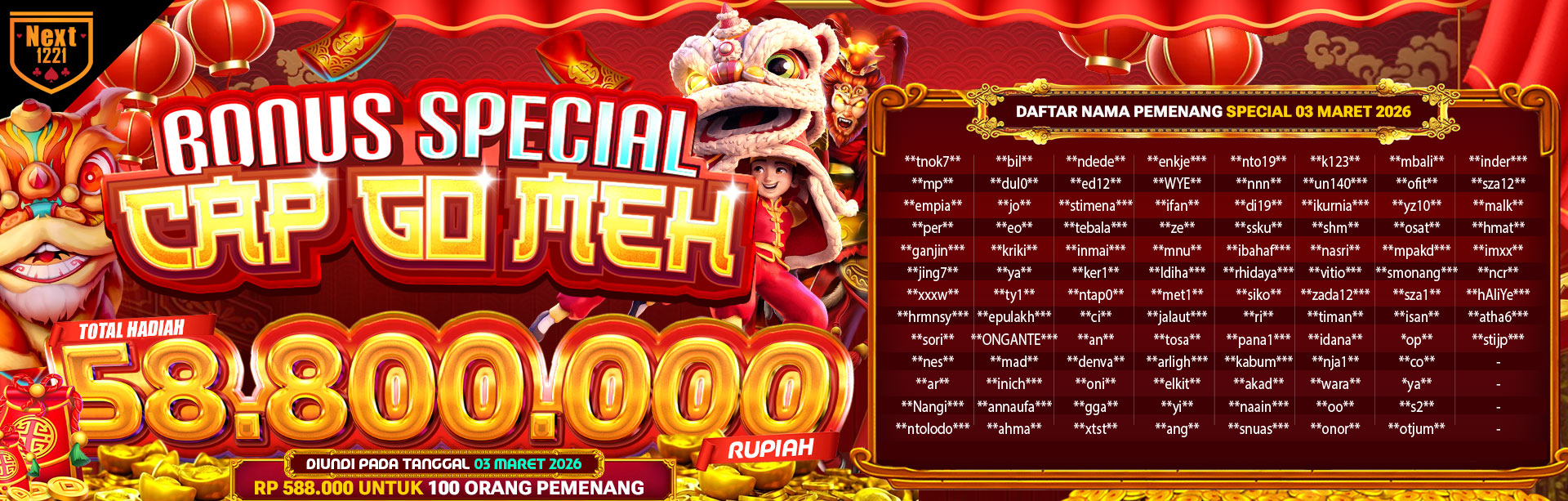 BONUS SPECIAL CAP GO MEH NEXT1221