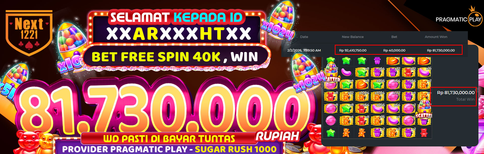 BIG WIN SUGAR RUSH 1000 02 FEBUARI 2026
