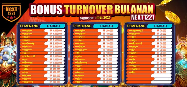 PEMENANG TO TERTINGGI periode MEI 2025