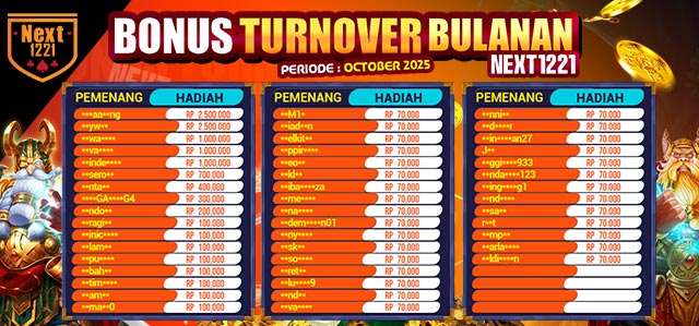 PEMENANG BONUS TO OKTOBER NEXT1221 2025
