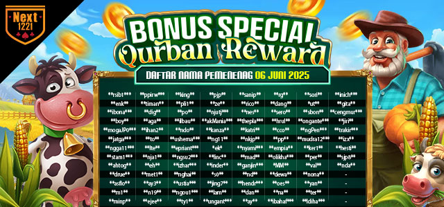 PEMENANG BONUS SPECIAL QURBAN REWARD NEXT1221