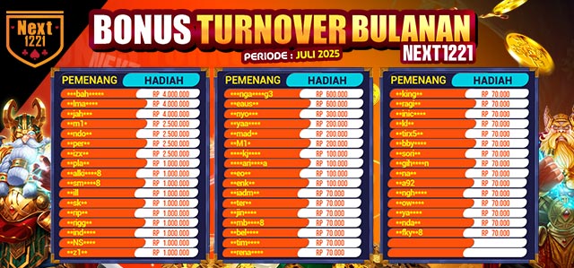 PEMENANG TO TERTINGGI JULI 2025