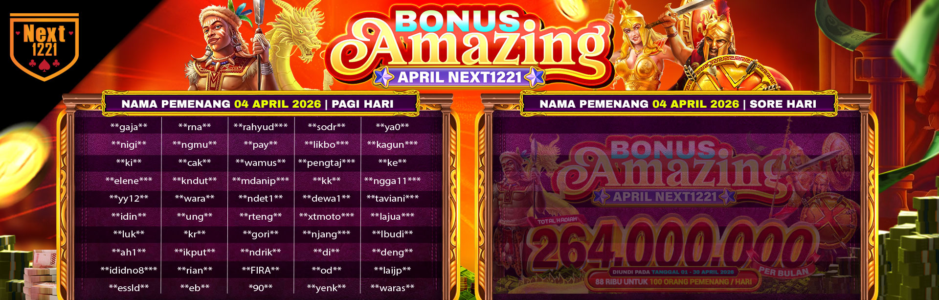BONUS AMAZING APRIL NEXT1221 4 APRIL 2026 PAGI