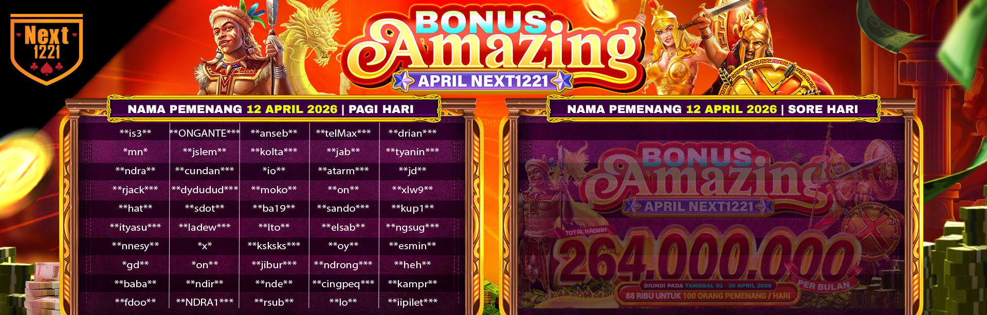 BONUS AMAZING APRIL NEXT1221 12 APRIL 2026 PAGI