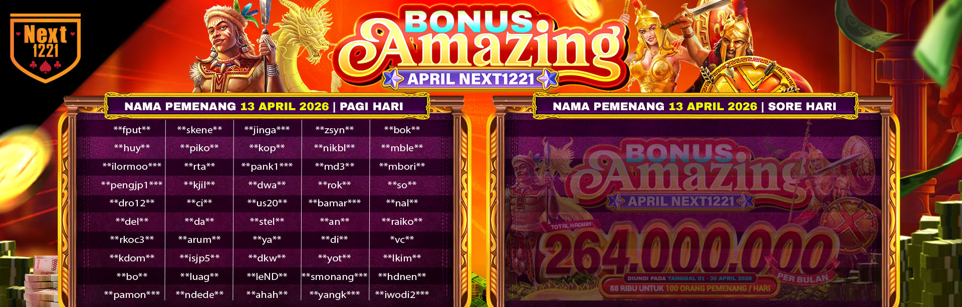 BONUS AMAZING APRIL NEXT1221 13 APRIL 2026 PAGI