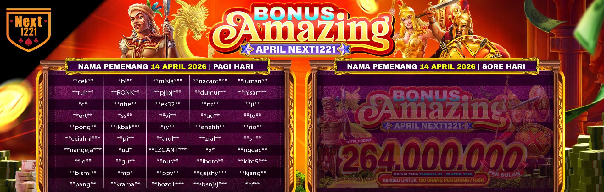 BONUS AMAZING APRIL NEXT1221 14 APRIL 2026 PAGI