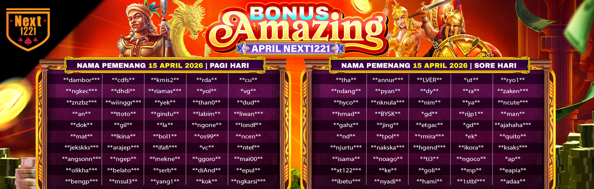 BONUS AMAZING APRIL NEXT1221 15 APRIL 2026 SORE