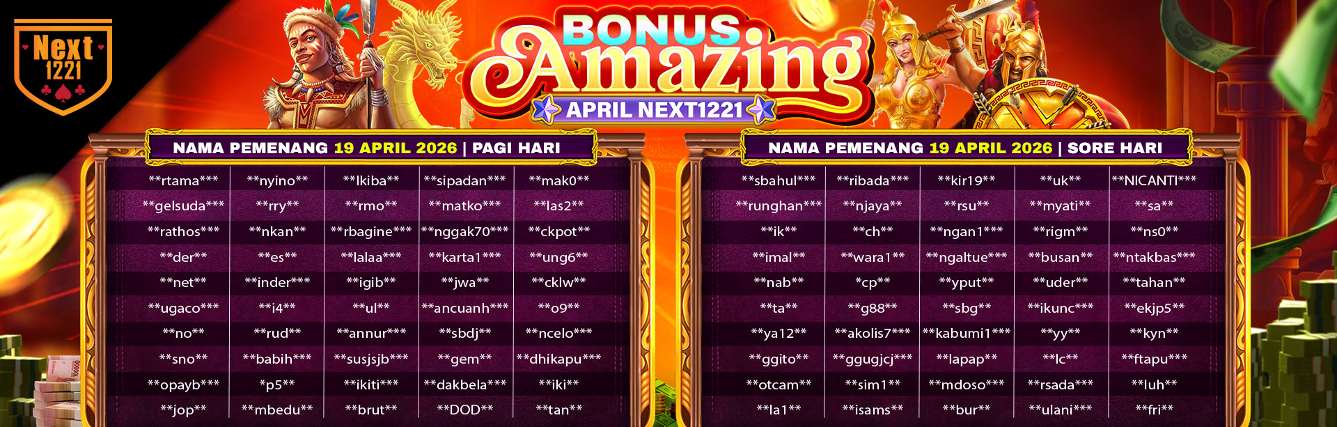 BONUS AMAZING APRIL NEXT1221 19 APRIL 2026 SORE