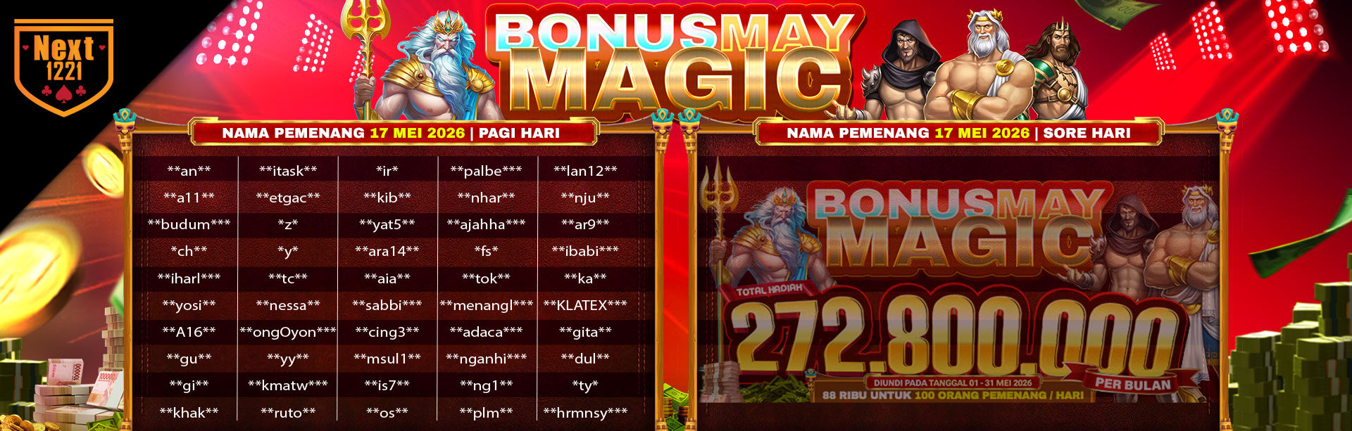 BONUS MAY MAGIC NEXT1221 17 MEI 2026 PAGI