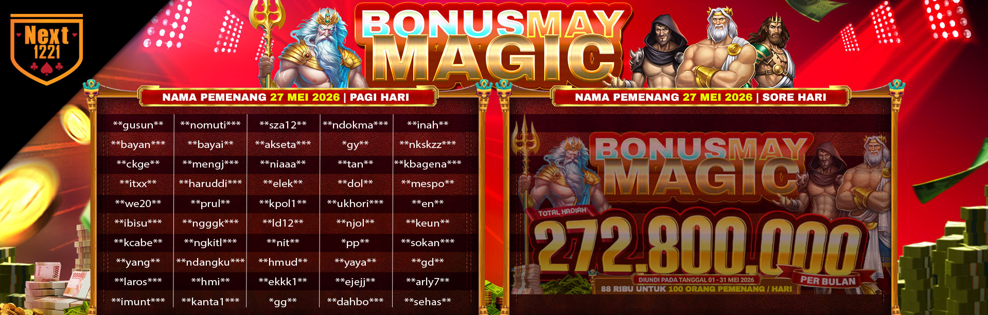 BONUS MAY MAGIC NEXT1221 27 MEI 2026 PAGI