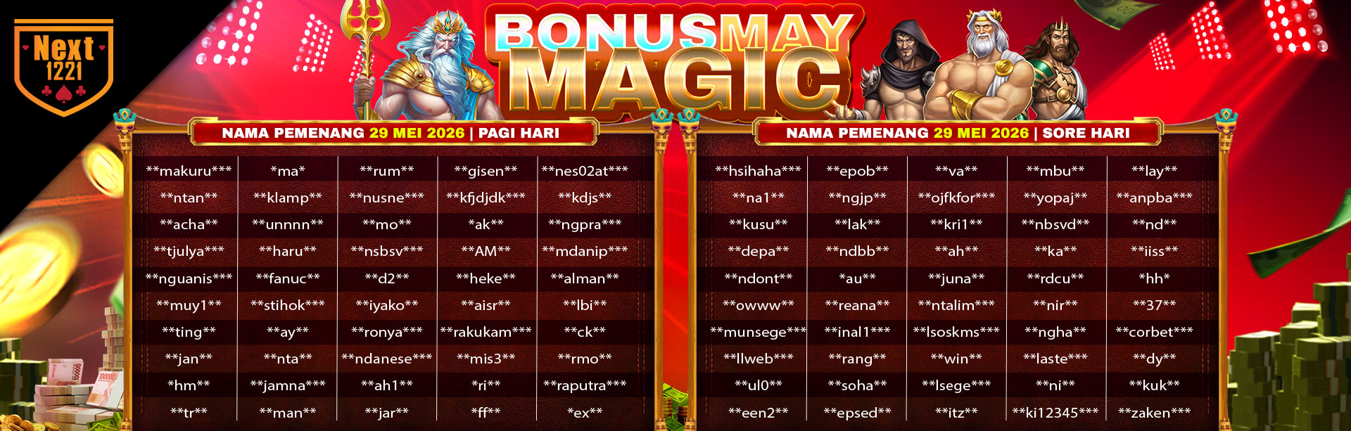 BONUS MAY MAGIC NEXT1221 29 MEI 2026 SORE